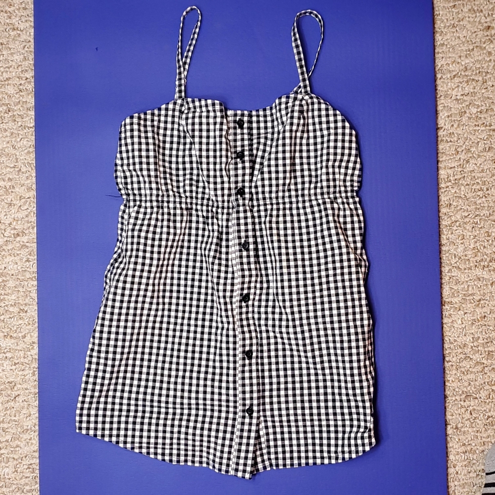 Guess Women's Tank Top Black and White Plaid